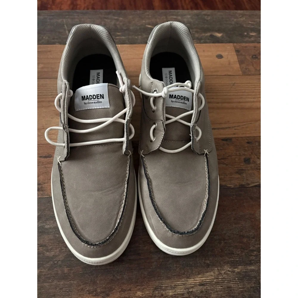Madden by Steve Madden Mens Grey Brown Boat Shoe Sneaker Ortholite Size‎ 12